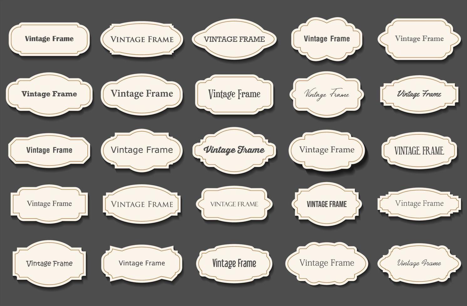 Decorative vintage frame and retro badge old ornate labels collection vector