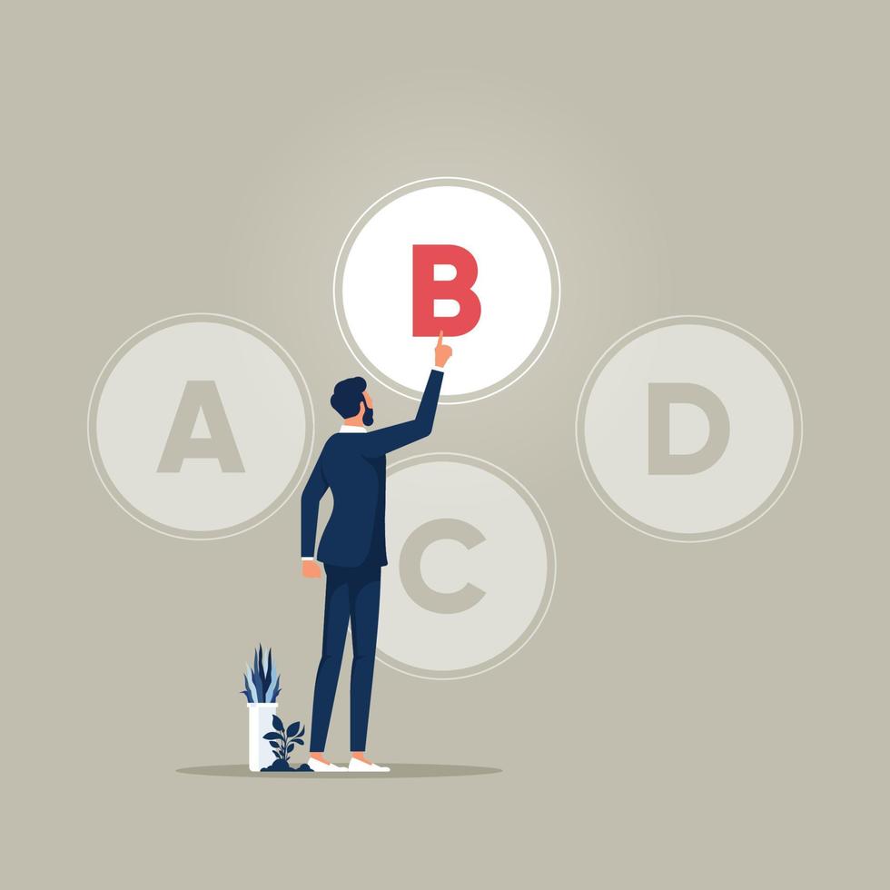backup plan concept, Businessman choosing Plan b, plan a b c d as a option, choose between four different choices vector