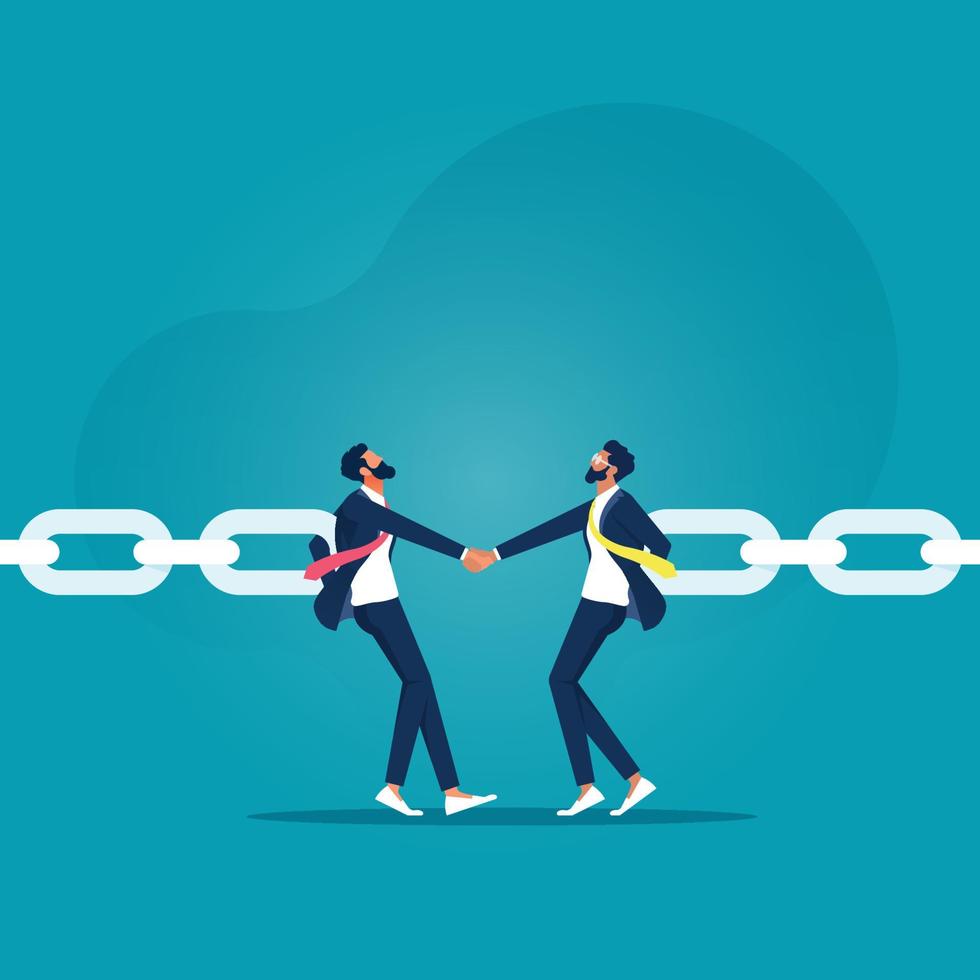Teamwork and partnership vector concept, Businessman link chain together or partnership