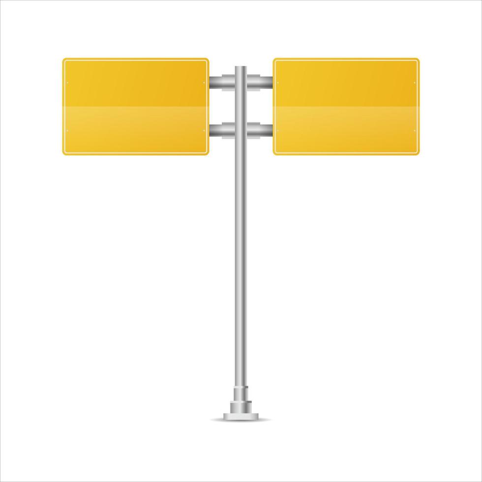 Realistic yellow street and road signs. City illustration vector. Street traffic sign mockup isolated, signboard or signpost direction mock up image vector