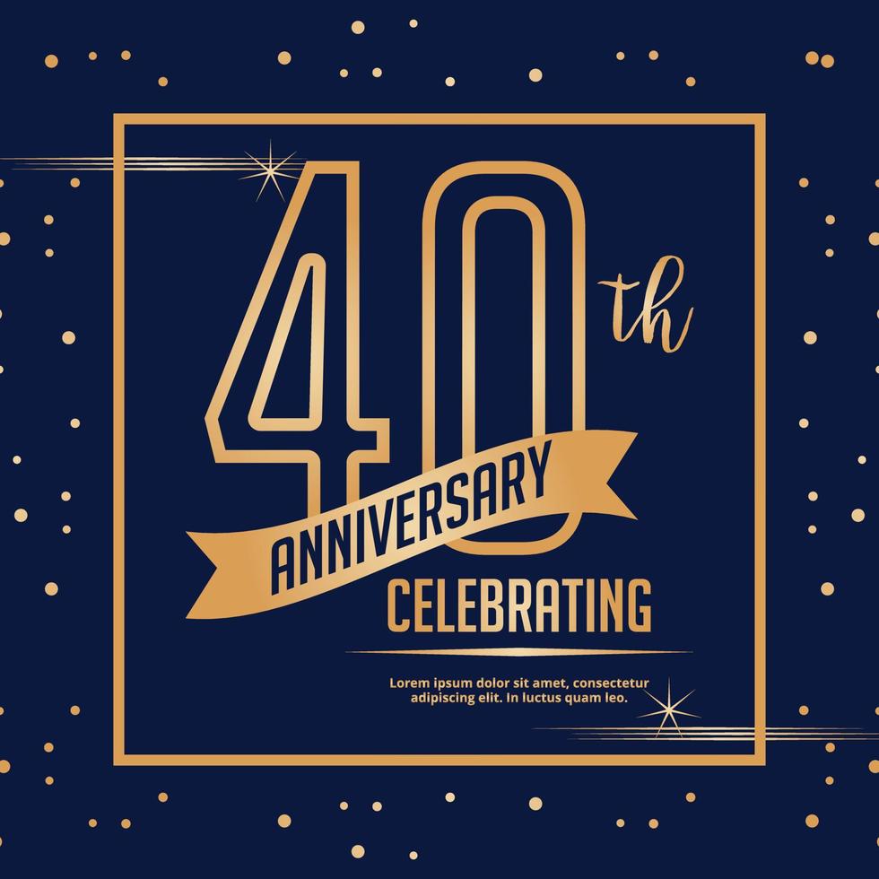 40th Years Anniversary Vector Invitation Card, Forty Years Wedding Anniversary Celebration Brochure, Template of Invitational for Print