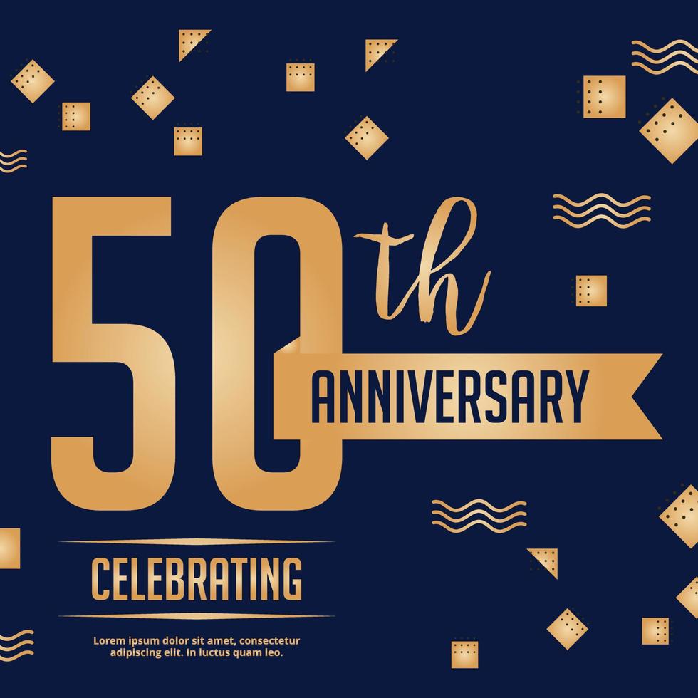 50th Years Anniversary Vector Invitation Card, Fifty Years Wedding Anniversary Celebration Brochure, Template of Invitational for Print