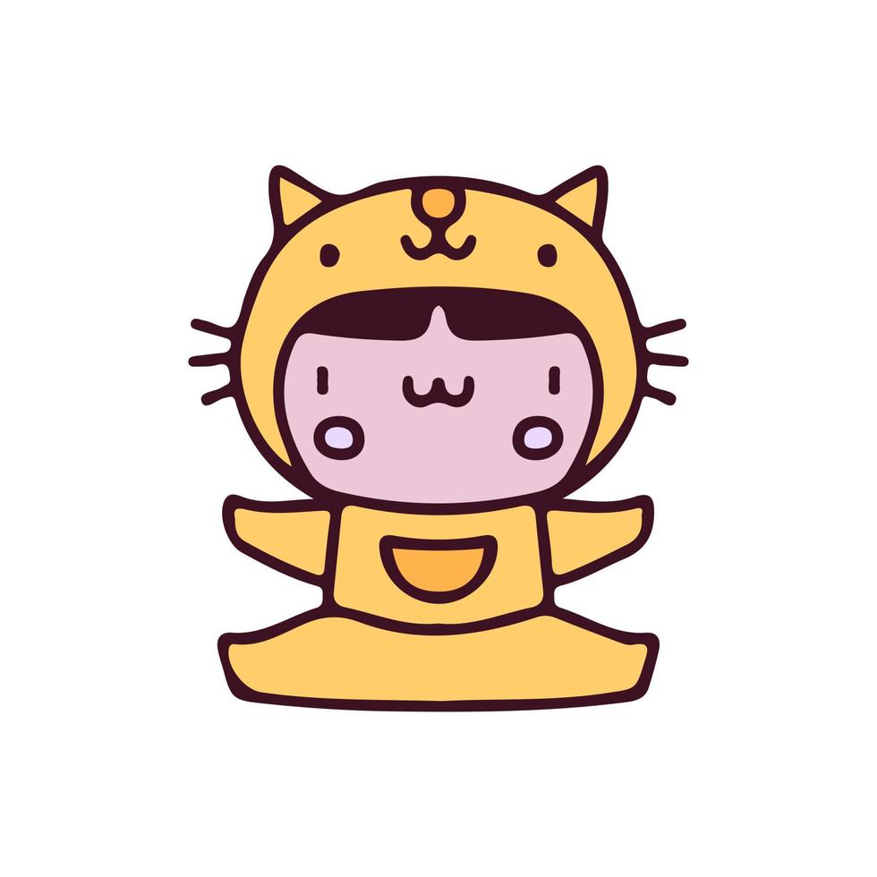 Cute kid wear cat costume illustration. Vector graphics for t-shirt prints and other uses.
