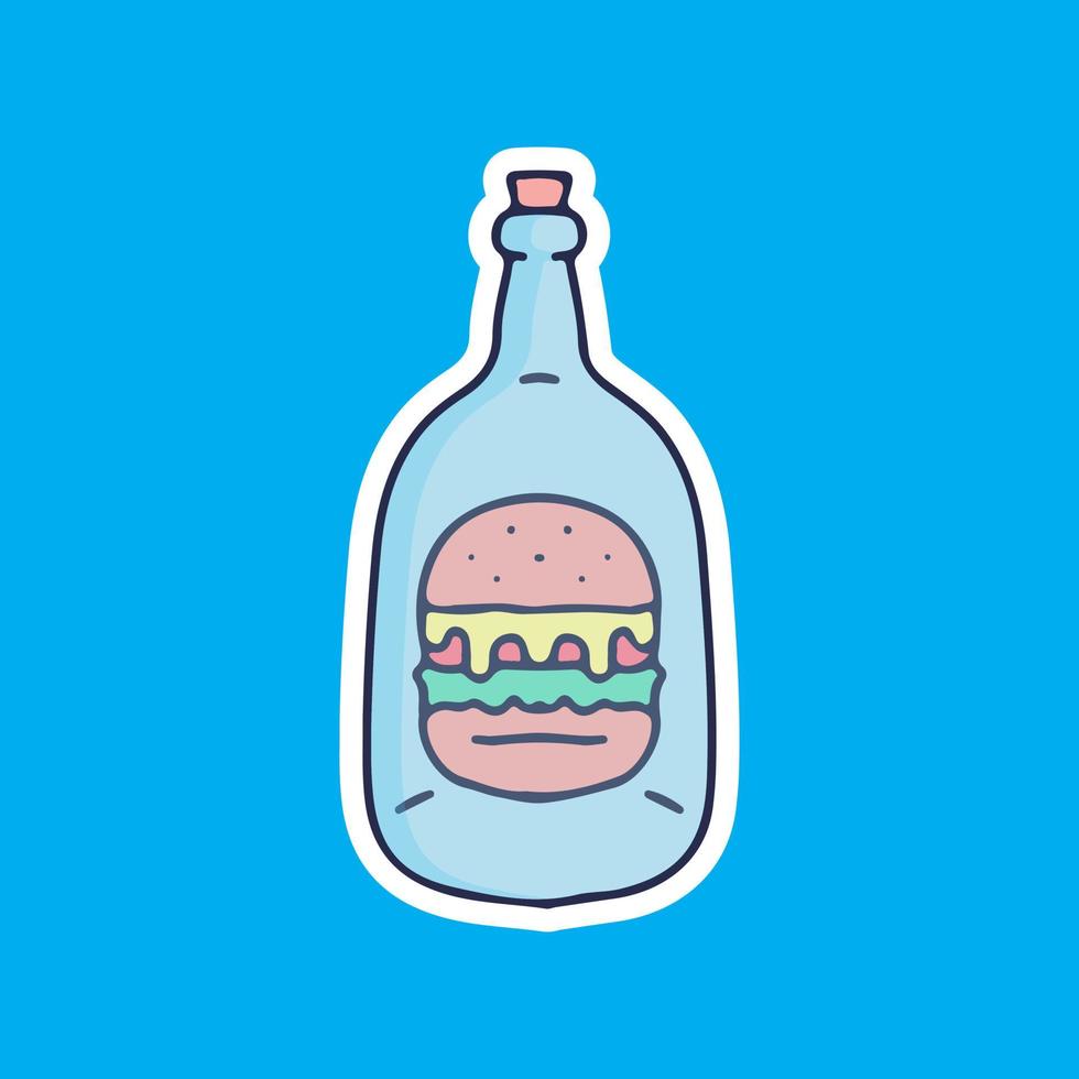 hamburguesa en la ilustración de la botella. gráficos vectoriales para impresiones de merchandising y otros usos. vector