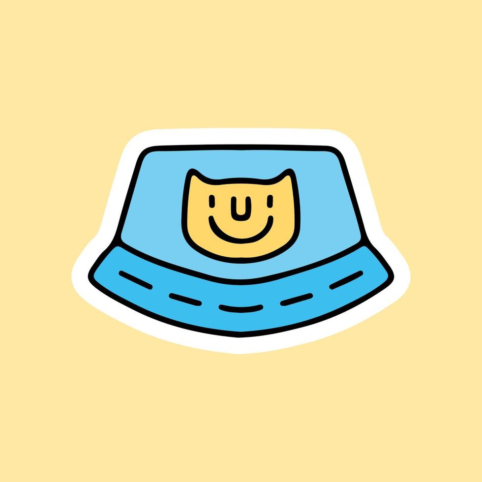 Cat bucket hat illustration. Vector graphics for t-shirt prints and other uses.