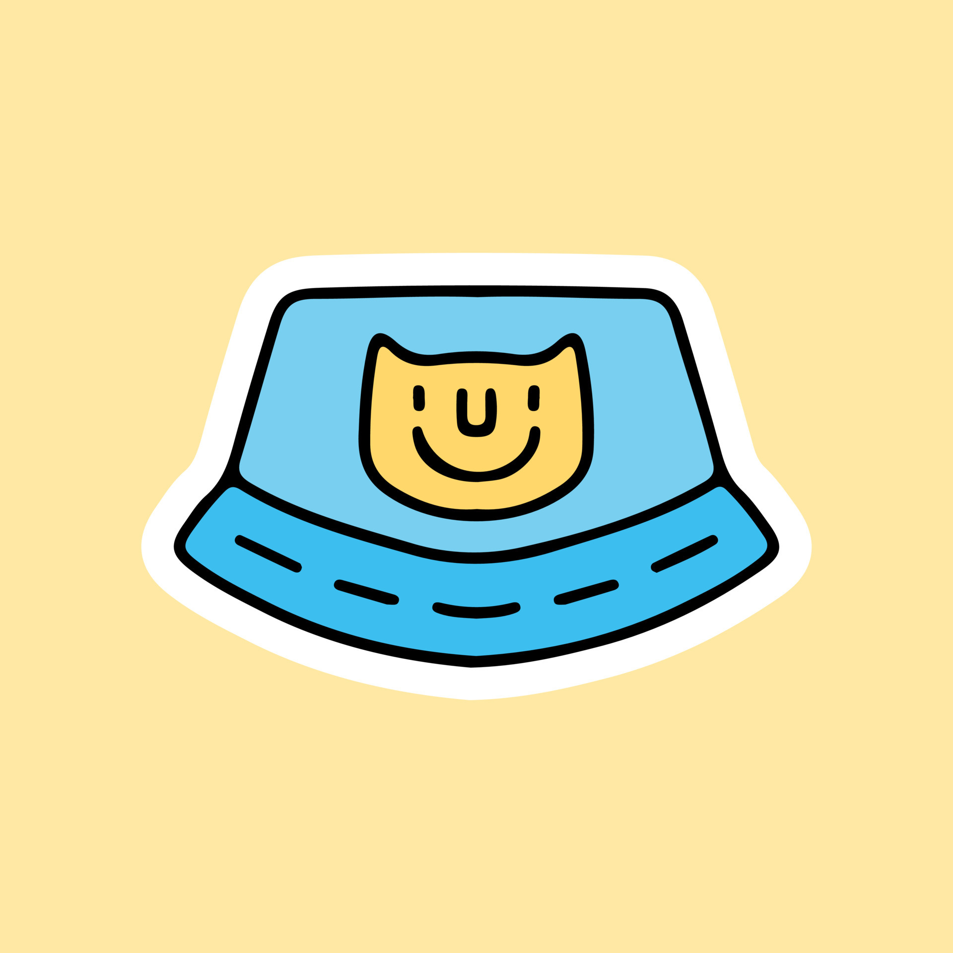 Cat bucket hat illustration. Vector graphics for tshirt prints and