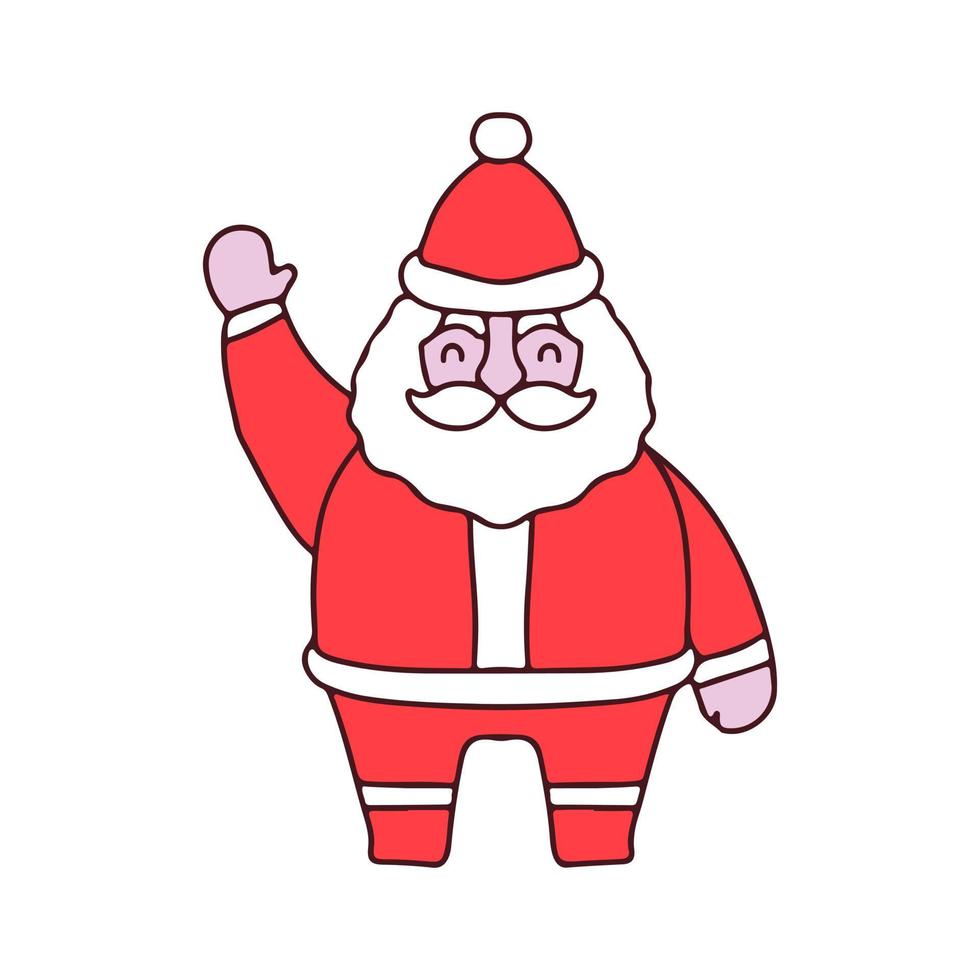 lindo santa claus con ilustración de gesto de hola. gráficos vectoriales para estampados de camisetas y otros usos. vector