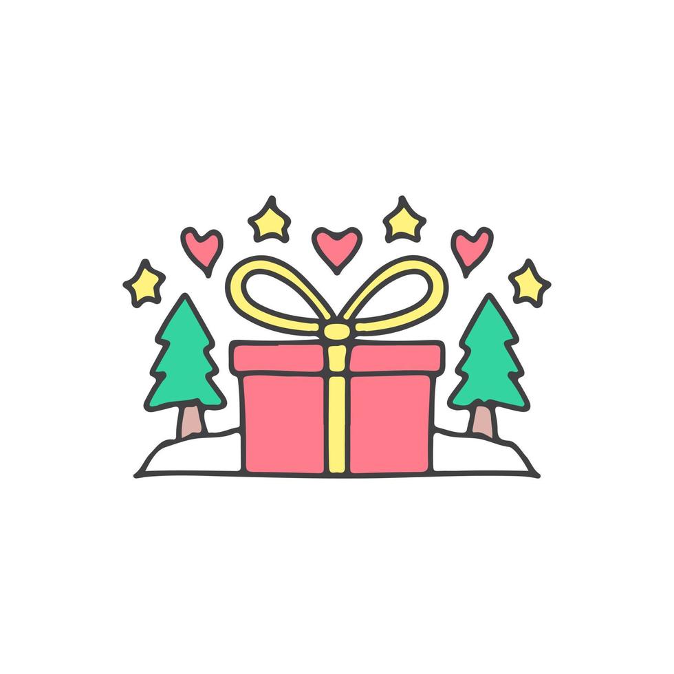 Ilustración de cajas de regalo de Navidad. gráficos vectoriales para estampados de camisetas y otros usos. vector