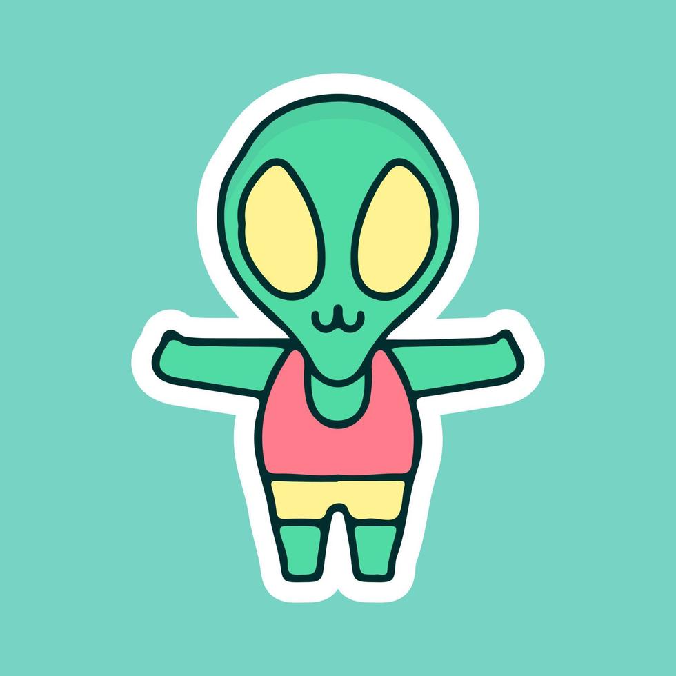 Cute alien illustration. Vector graphics for t-shirt prints and other uses.