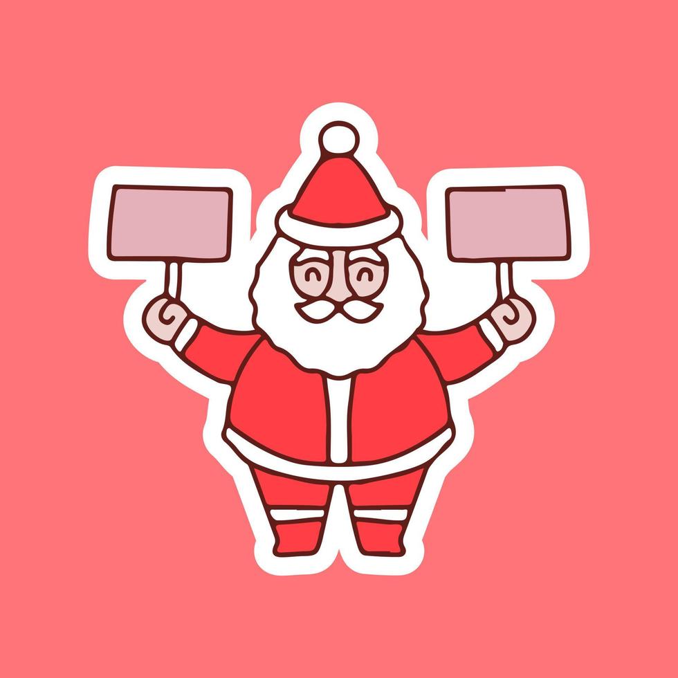 Santa Claus holding empty sign illustration. Vector graphics for t-shirt prints and other uses.