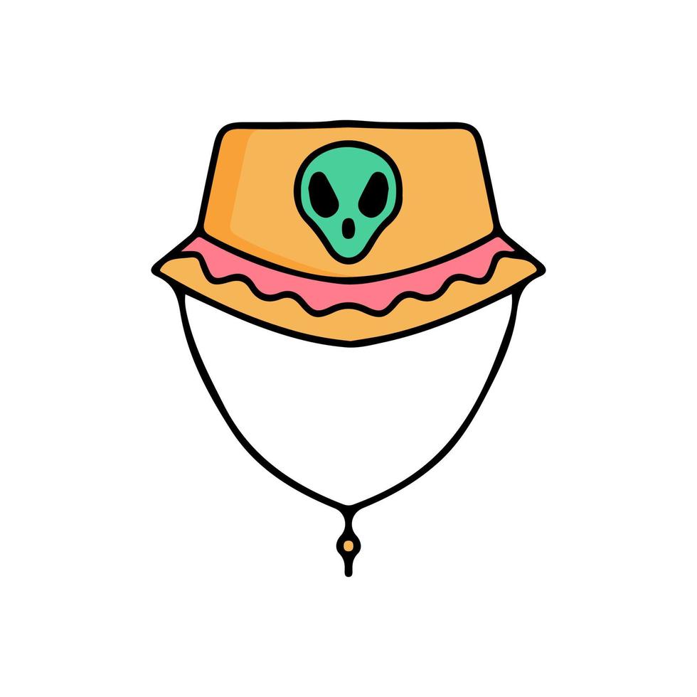 Ilustración de sombrero de cubo alienígena. gráficos vectoriales para estampados de camisetas y otros usos. vector