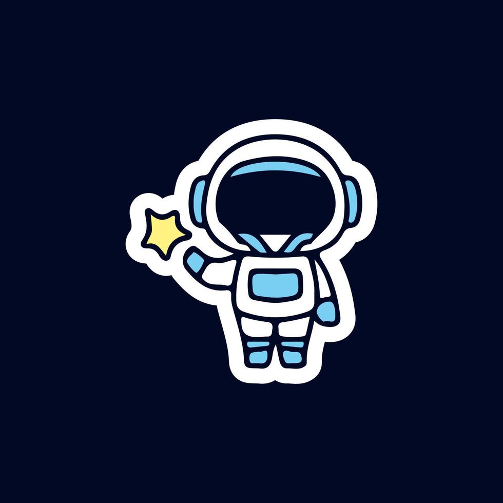 pequeño astronauta con ilustración de estrella. gráficos vectoriales para estampados de camisetas y otros usos. vector