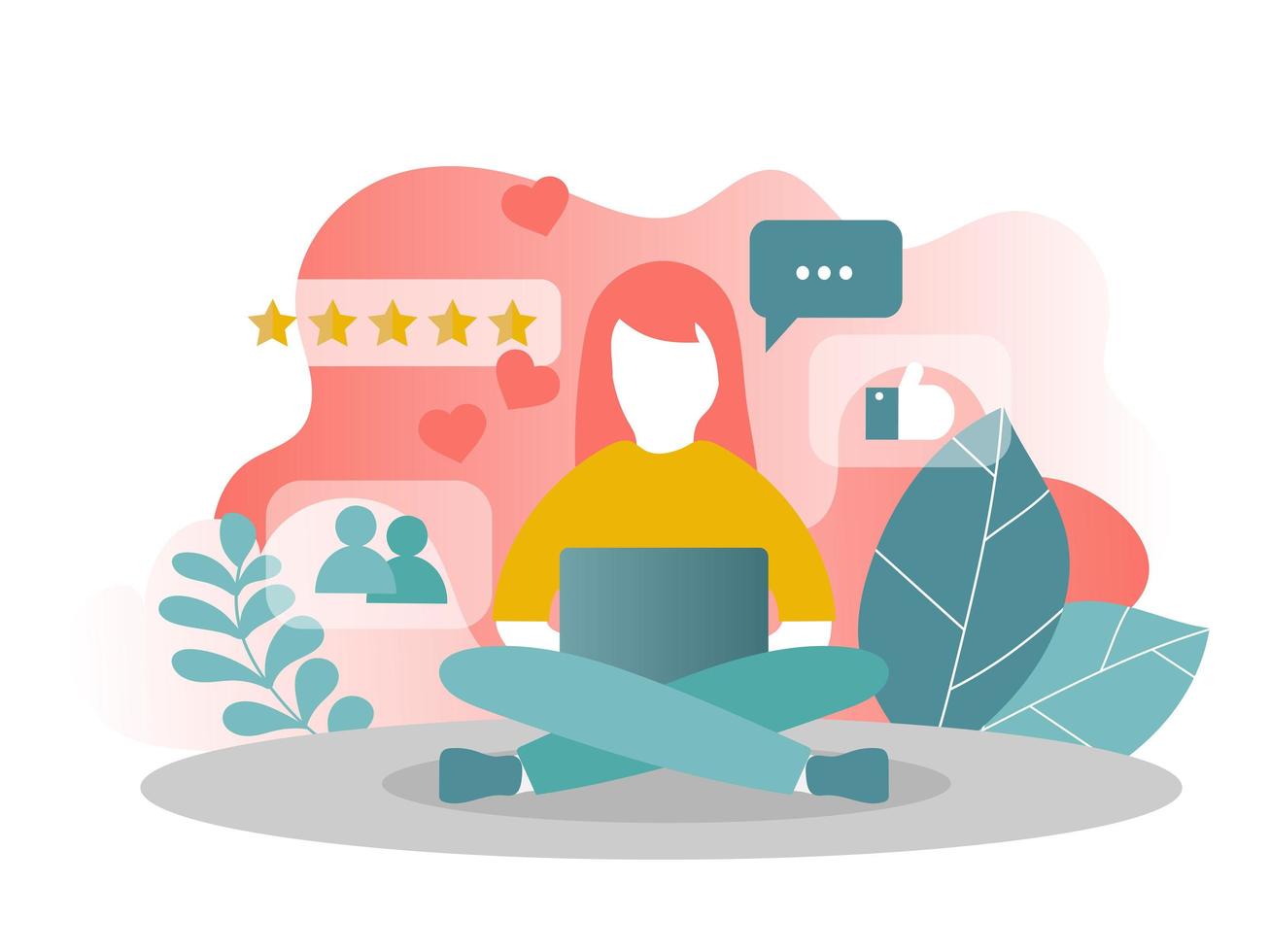Social Media Concept for web site. Vector illustration in modern colors