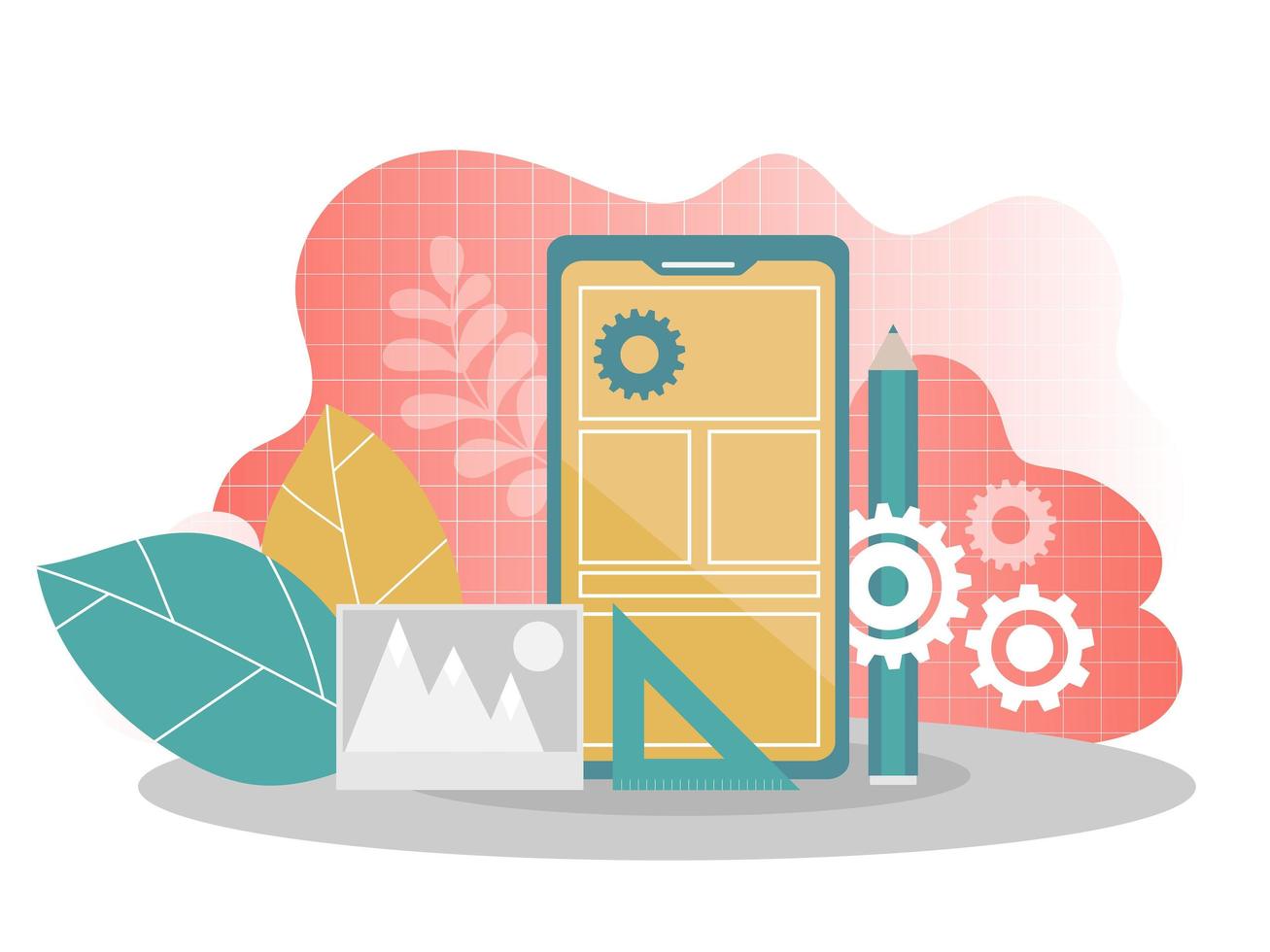 Mobile application development - flat vector illustration. Mobile app building