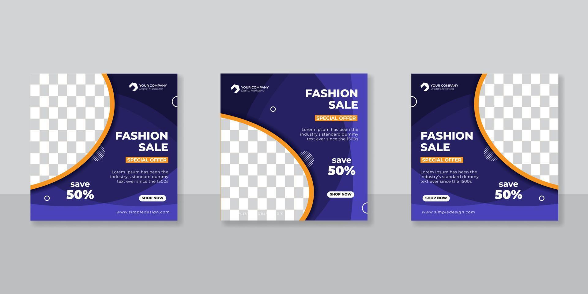 Modern promotion square web banner for social media fashion vector