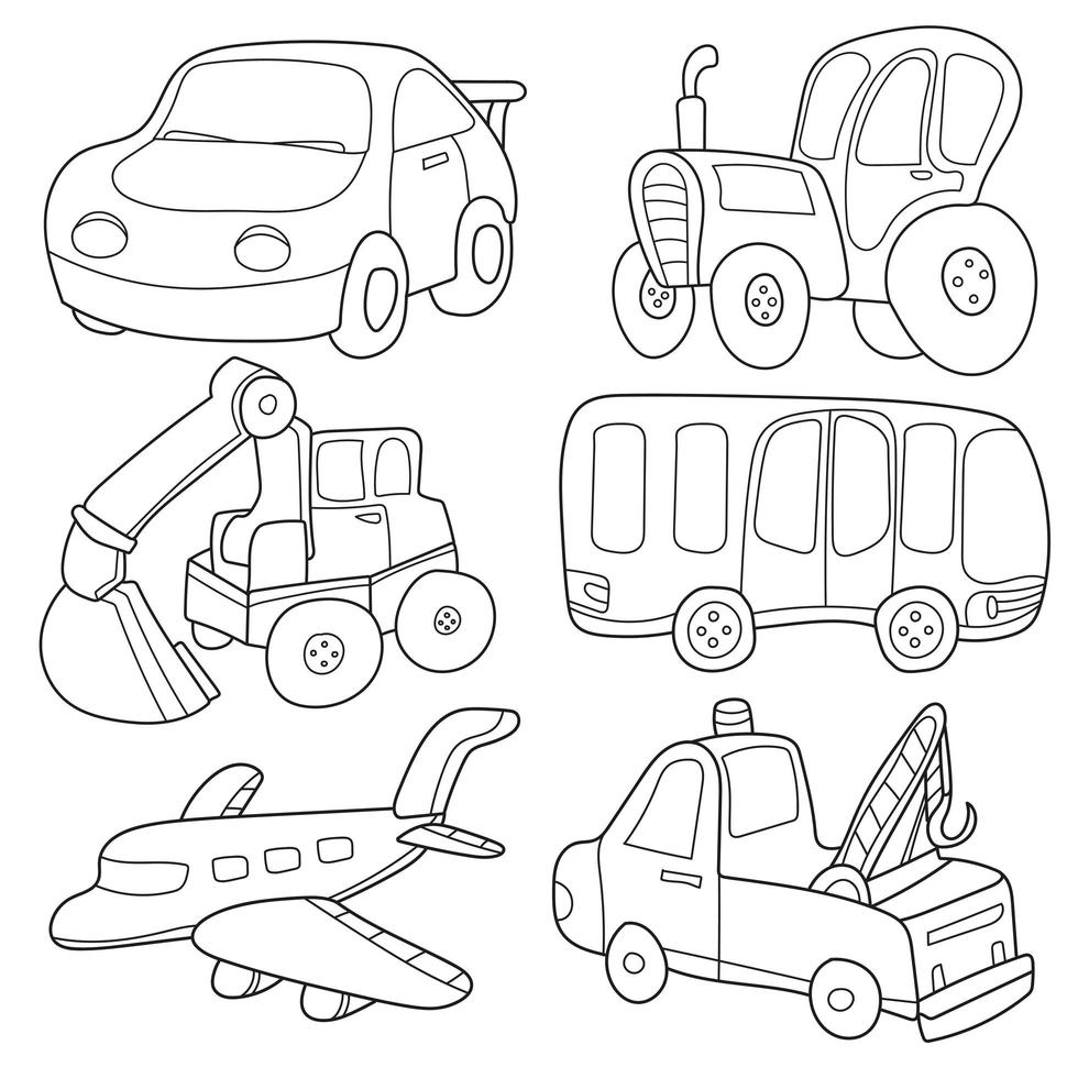 Cartoon transport. Coloring book. vector