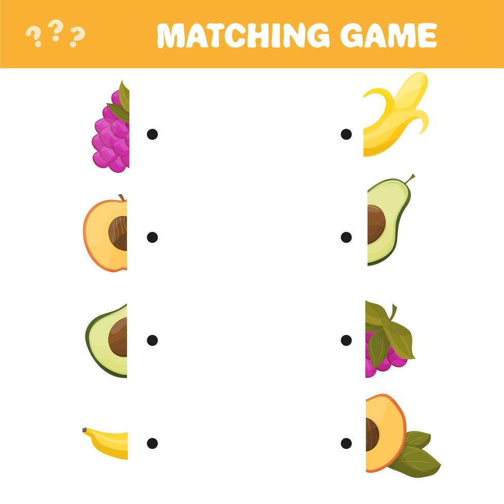 Cartoon Vector Illustration of Education Halves Matching Game for Children