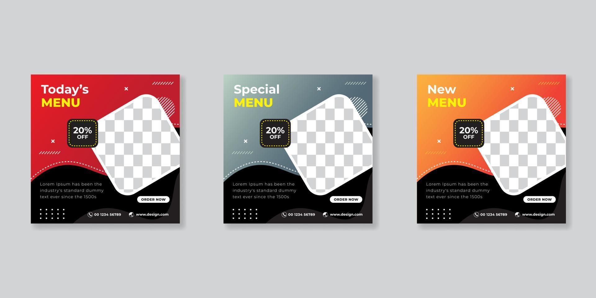 social media banner post template for food promotion simple banner frame vector