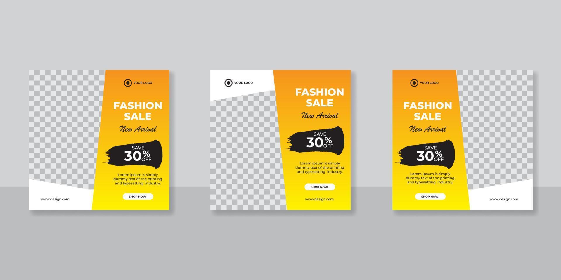 Fashion sale banner for social media post template vector