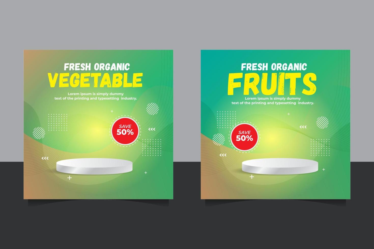 Fresh organic vegetable delivery social media post template vector