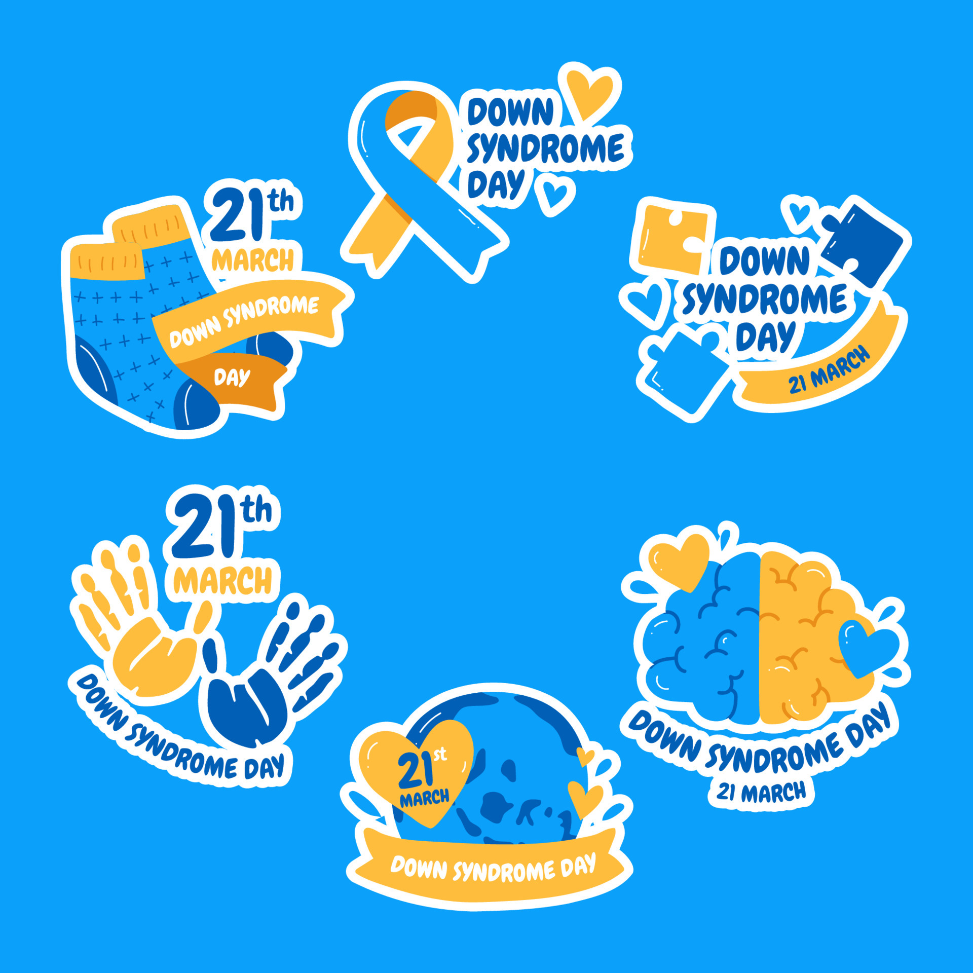 Set of Down Syndrome Stickers 4568557 Vector Art at Vecteezy