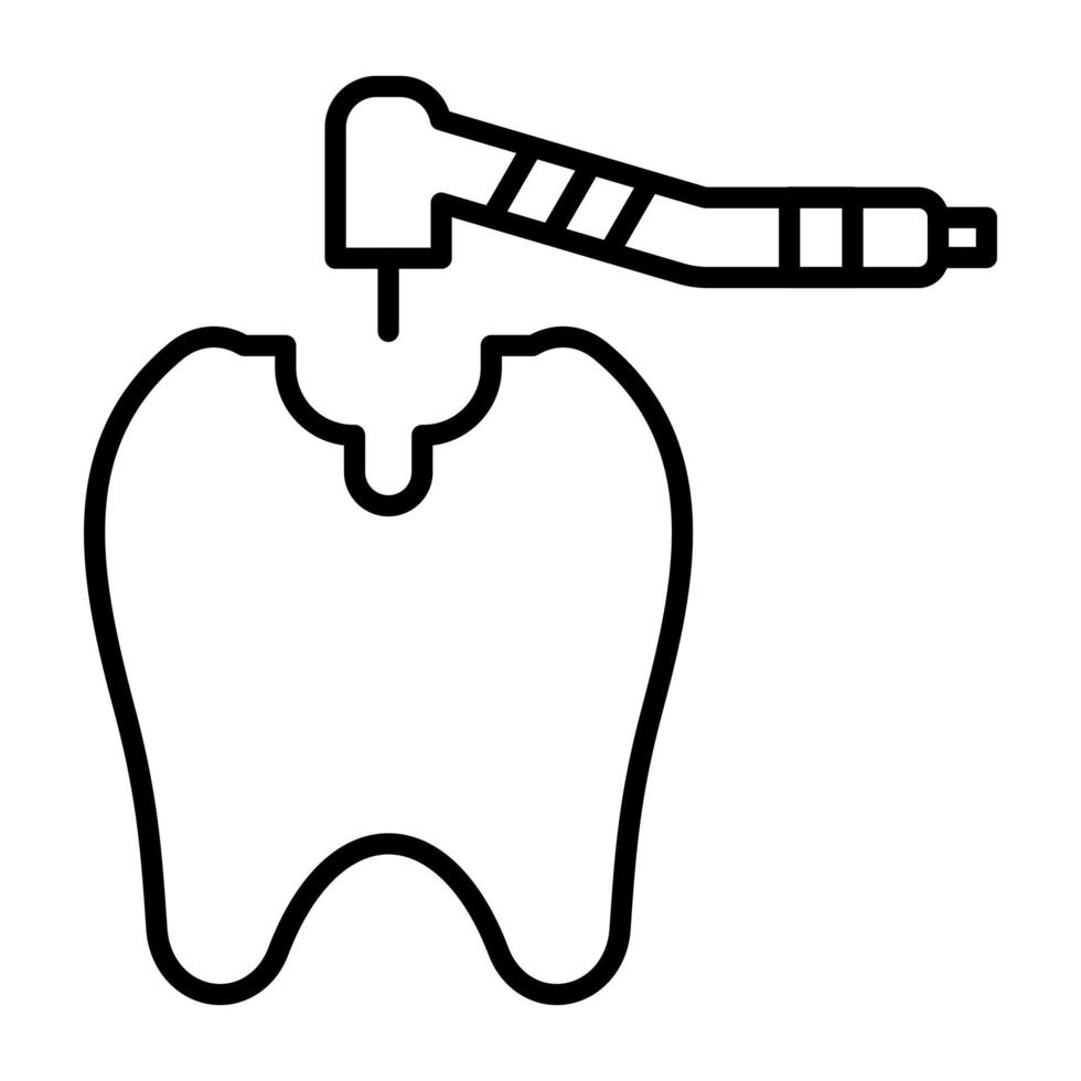 Tooth Drilling Line Icon vector