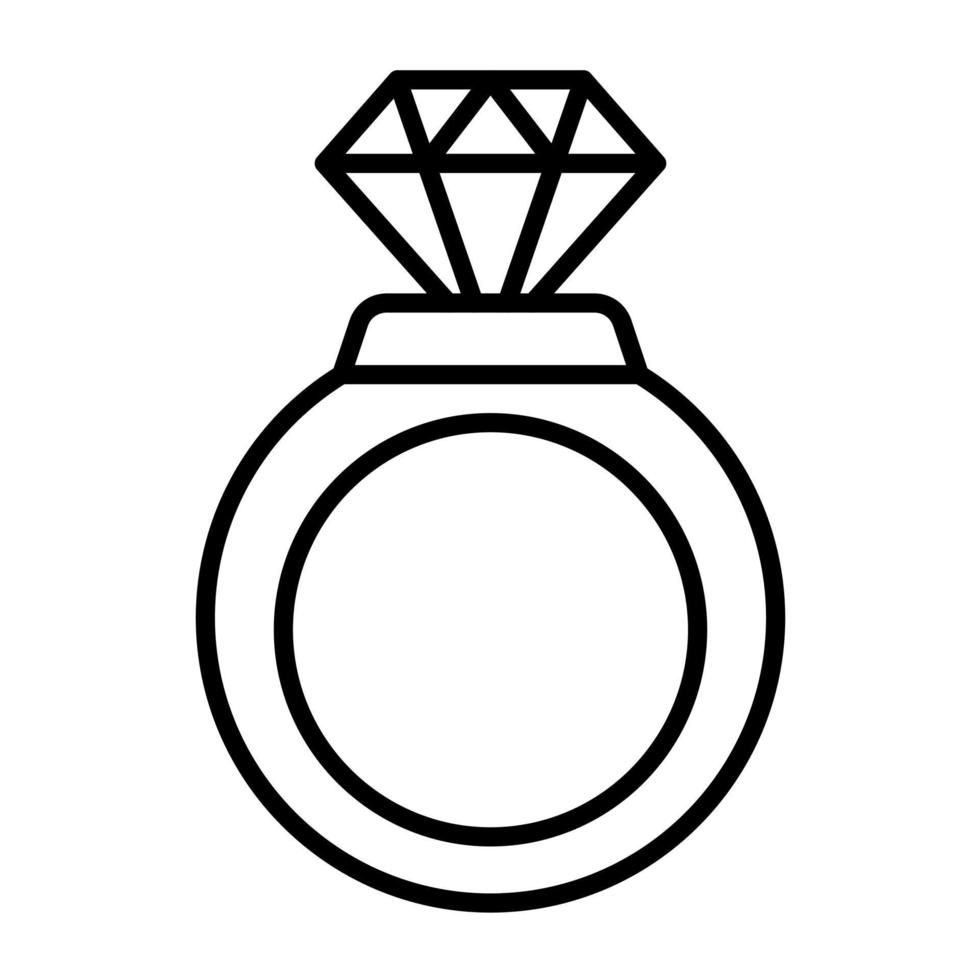 icono de línea de anillo de diamante vector