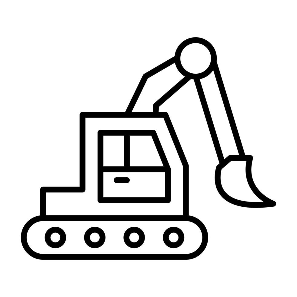 icono de línea de excavadora vector