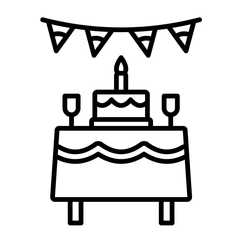 Birthday Table Line Icon vector