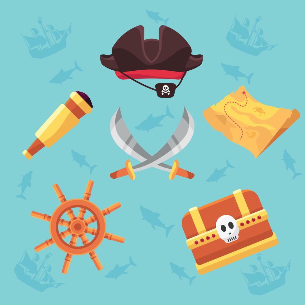 conjunto de iconos piratas vector