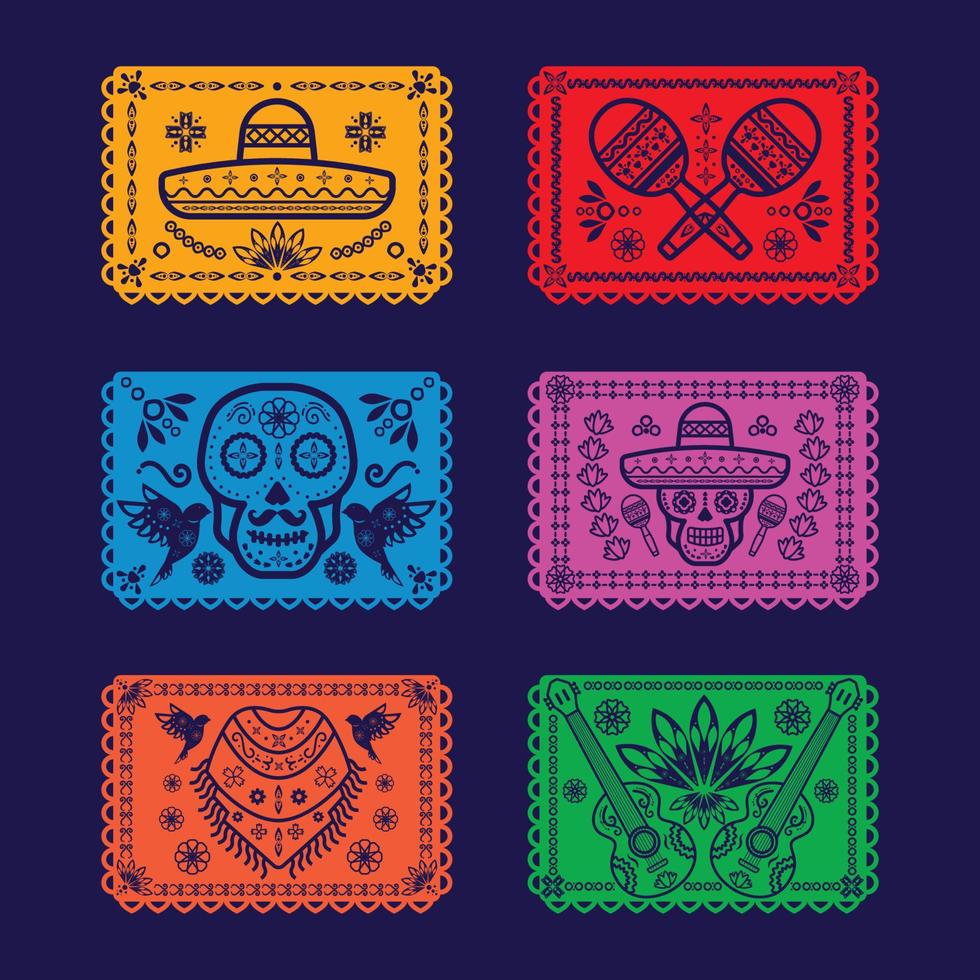 conjunto de iconos de papel picado vector