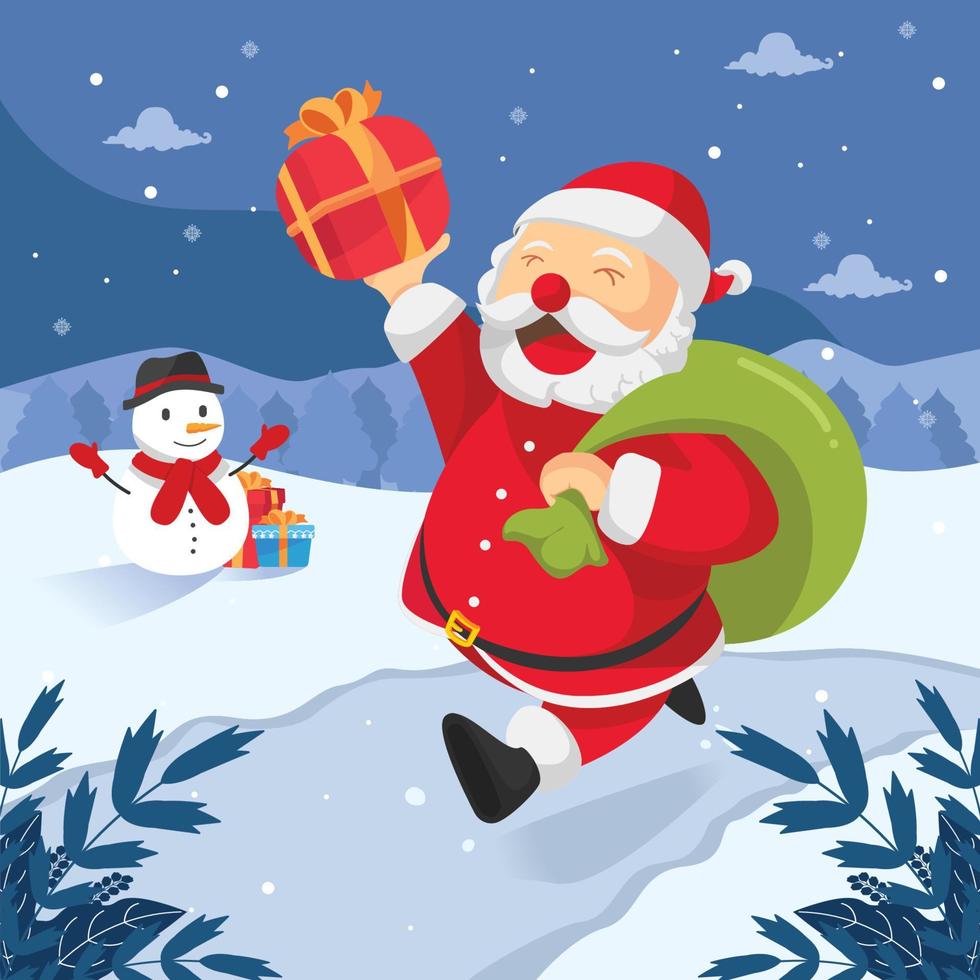 Santa Bringing the Gifts vector