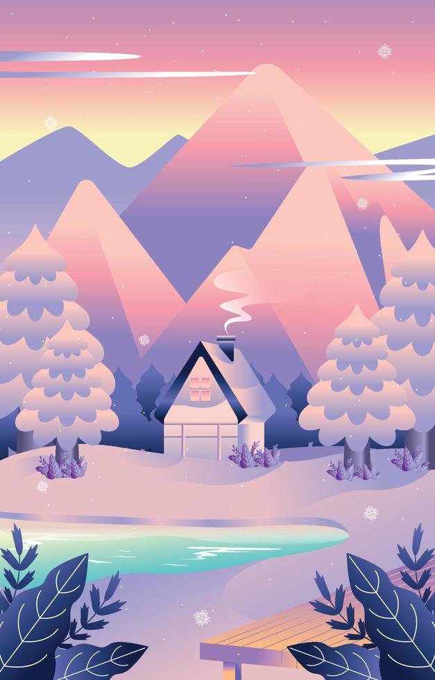 paisaje de invierno al aire libre vector