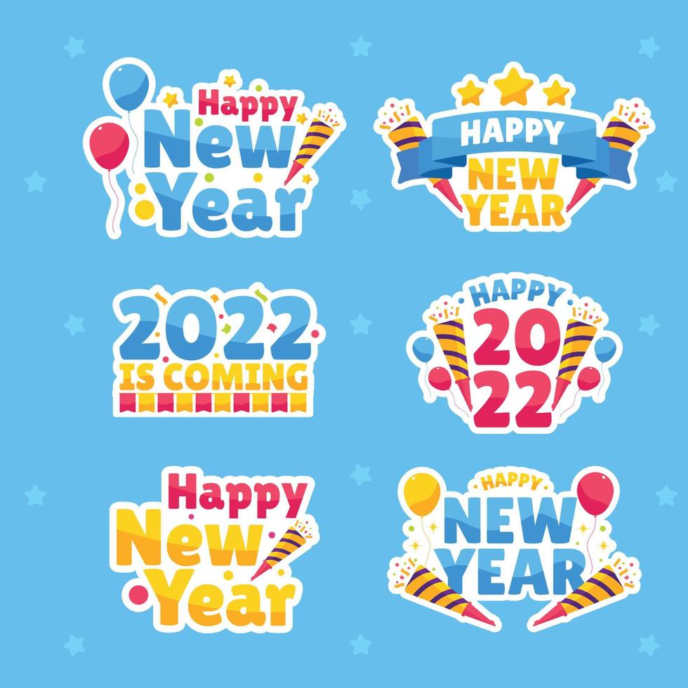 New Year Sticker Set vector