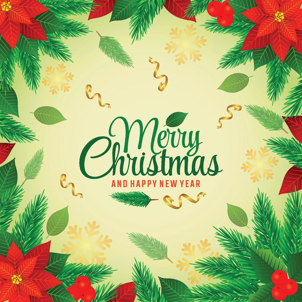 Merry Christmas Floral Background vector