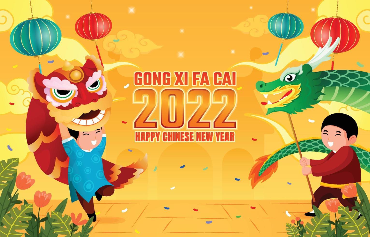 Happy Chinese New Year 2022 Gong Xi Fa Cai vector