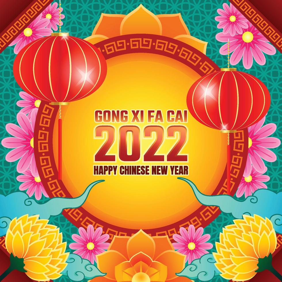 feliz año nuevo chino 2022 gong xi fa cai vector