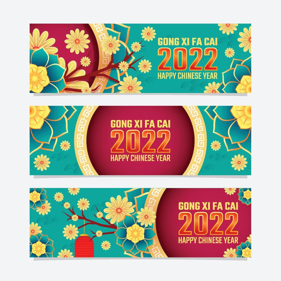 Happy Chinese New Year 2022 Gong Xi Fa Cai Banner vector