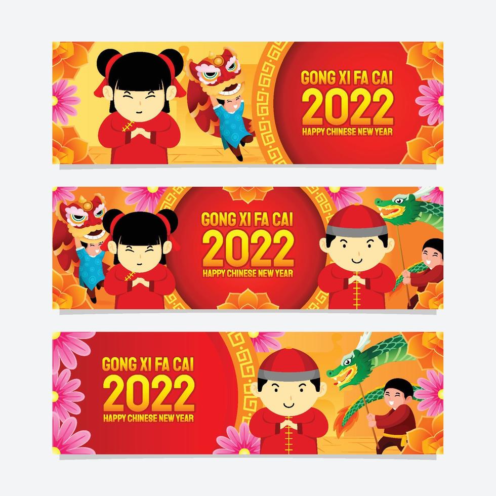 feliz año nuevo chino 2022 gong xi fa cai banner vector