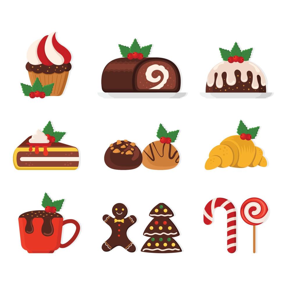 Set of Christmas Food Icons vector