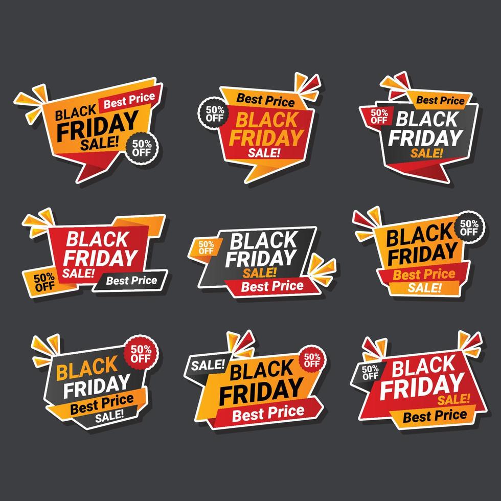 Set of Black Friday Stickers vector