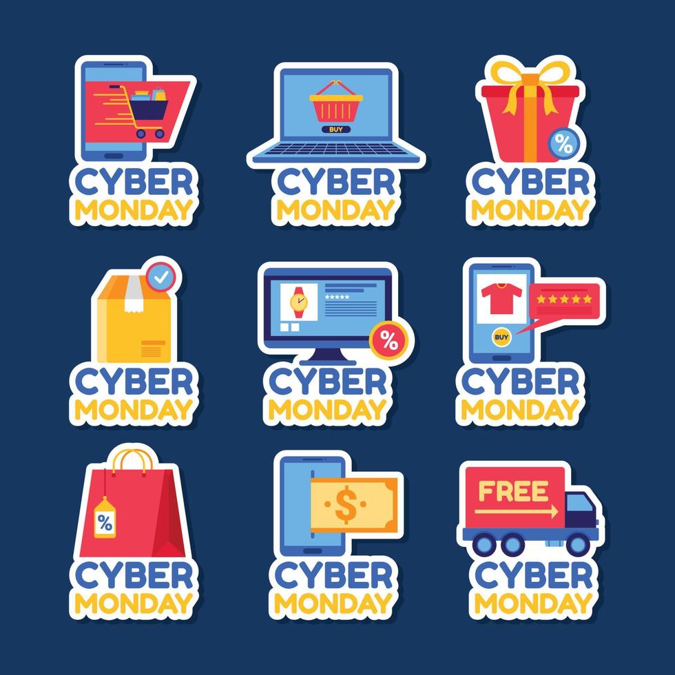 Set of Cyber Monday Stickers vector