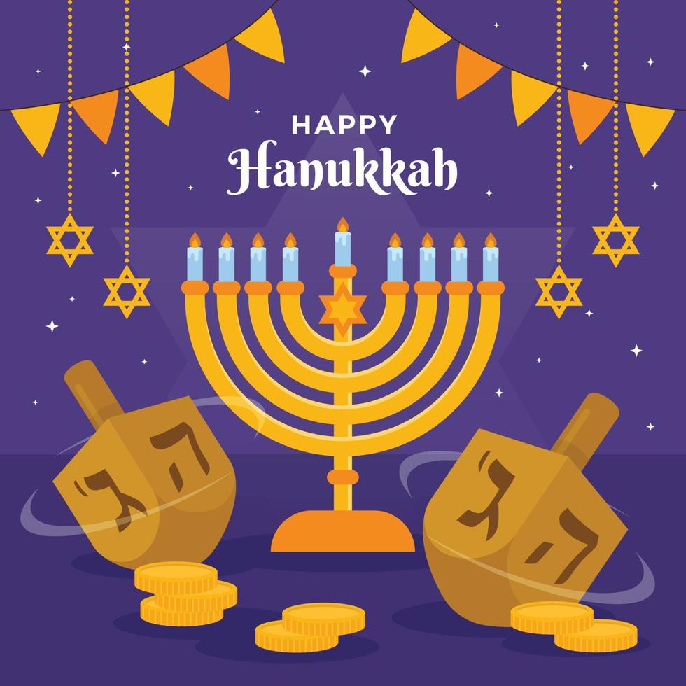 Happy Hanukkah Dreidel Concept vector