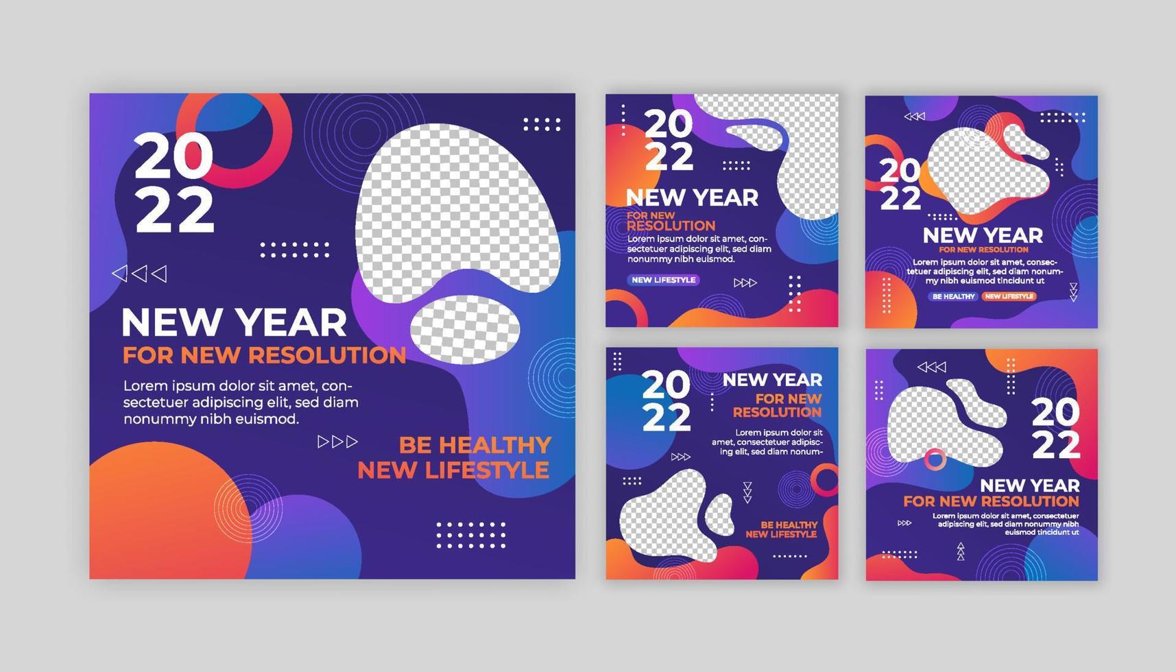 Collection of Social Media Post New Year Resolution vector