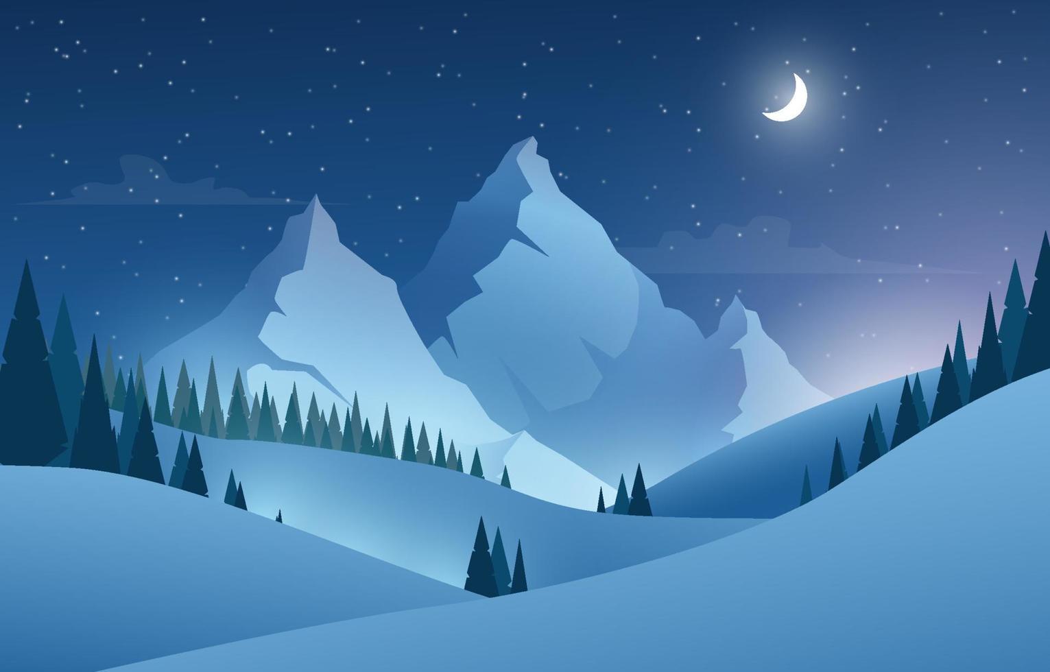 Scenery of a Mountain in Winter vector