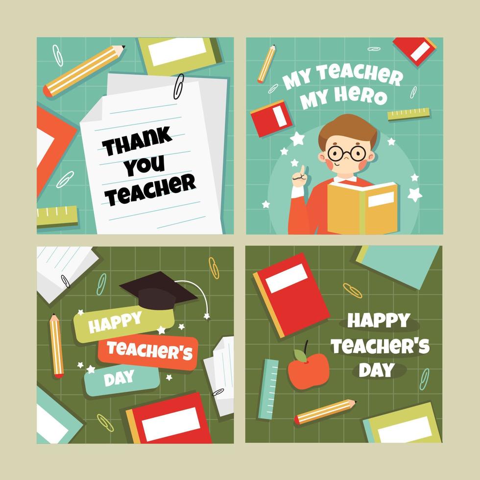 Happy Teacher's Day Social Media Posts vector