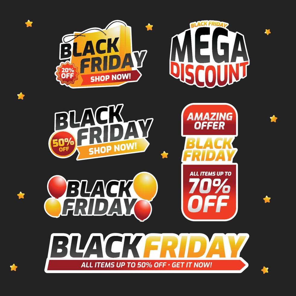 Black Friday Sticker Set vector