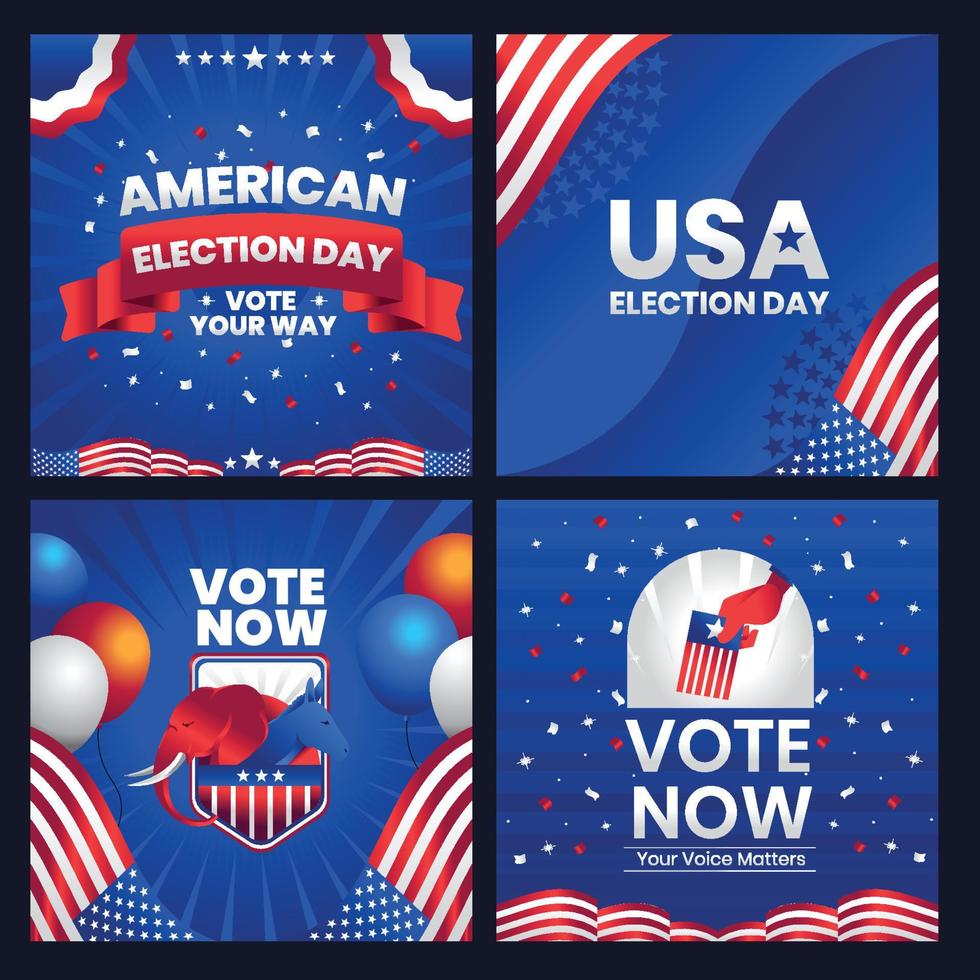 conjunto de redes sociales del día de las elecciones americanas vector