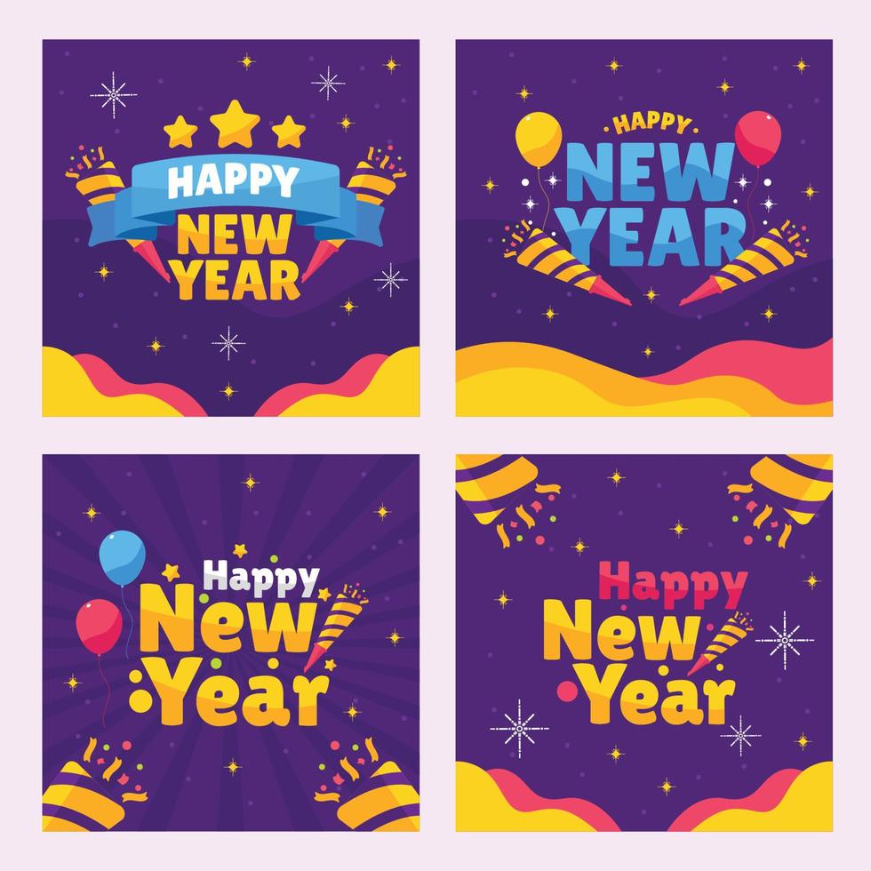 New Year Social Media Set vector