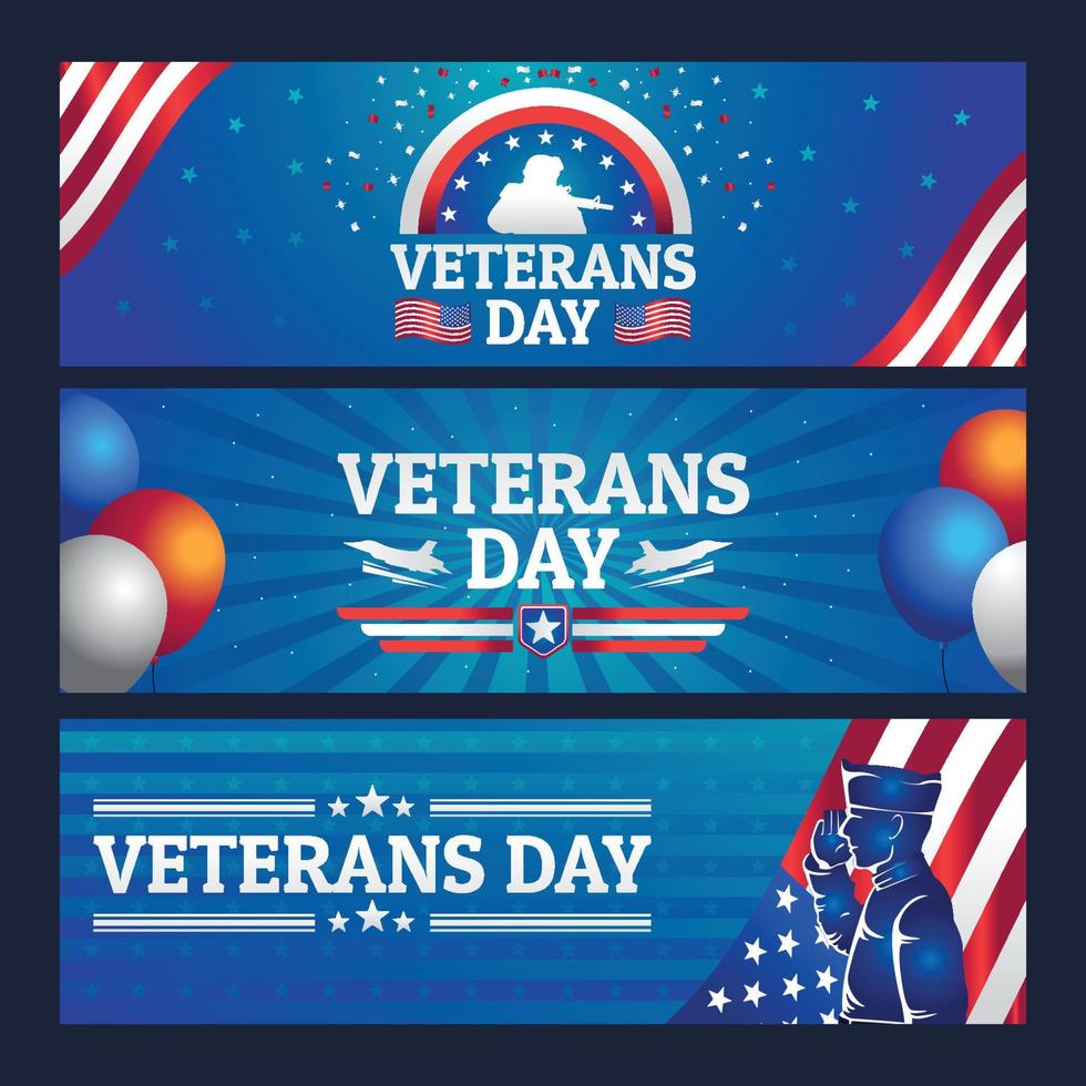 Veterans Day Banner Set vector